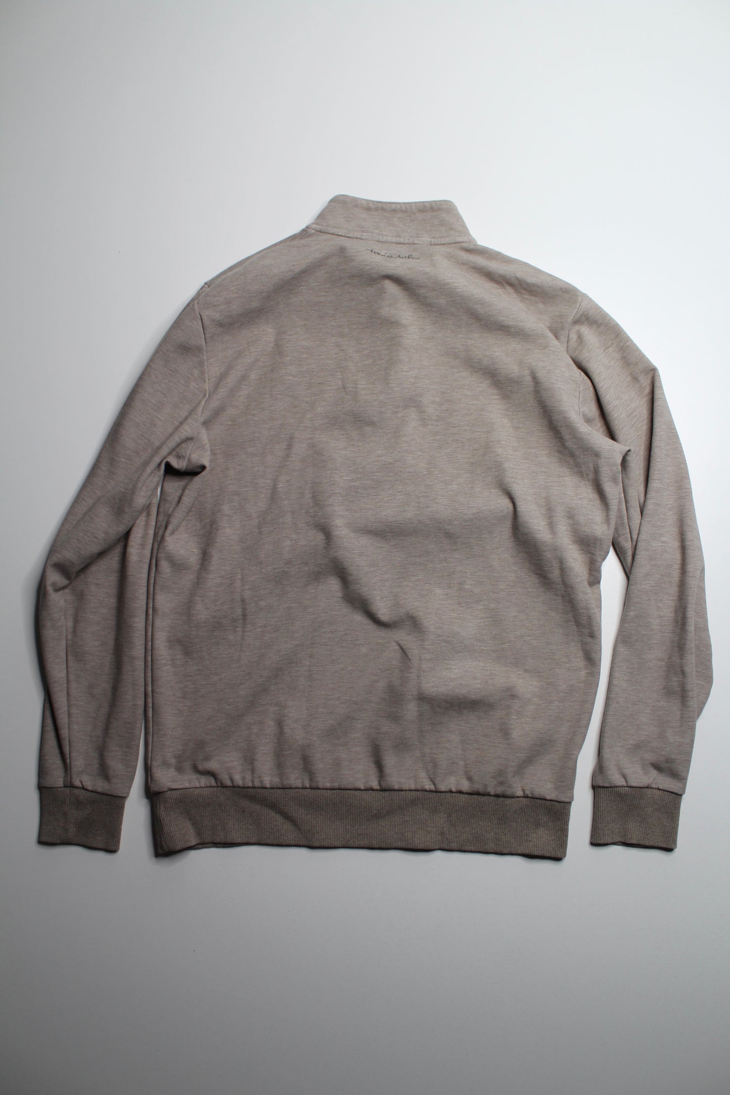 Travis Mathews MENS tan 1/4 zip long sleeve, size medium