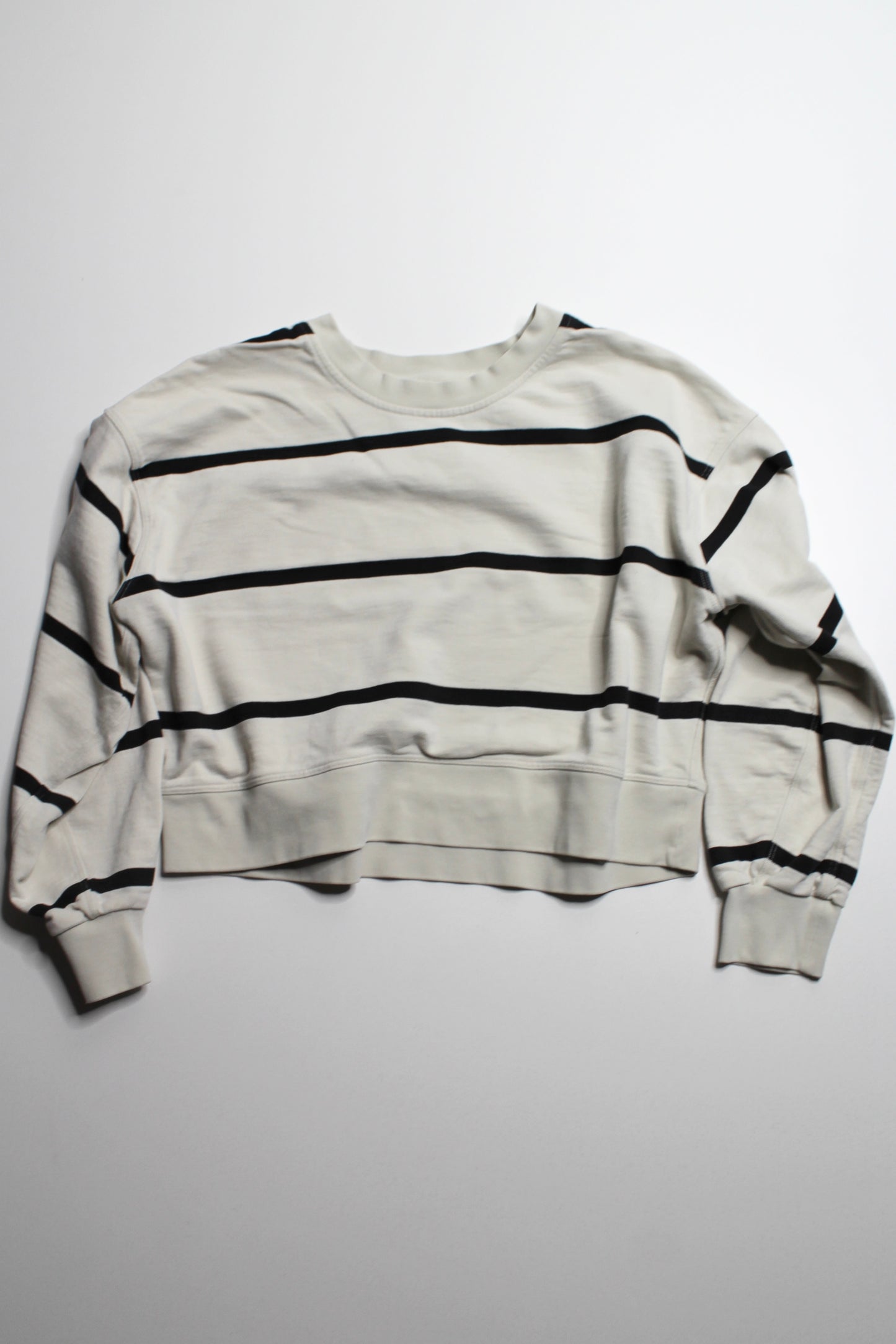 Lululemon bone striped ‘perfectly oversized cropped crew’ sweater, size 6 (oversized fit)