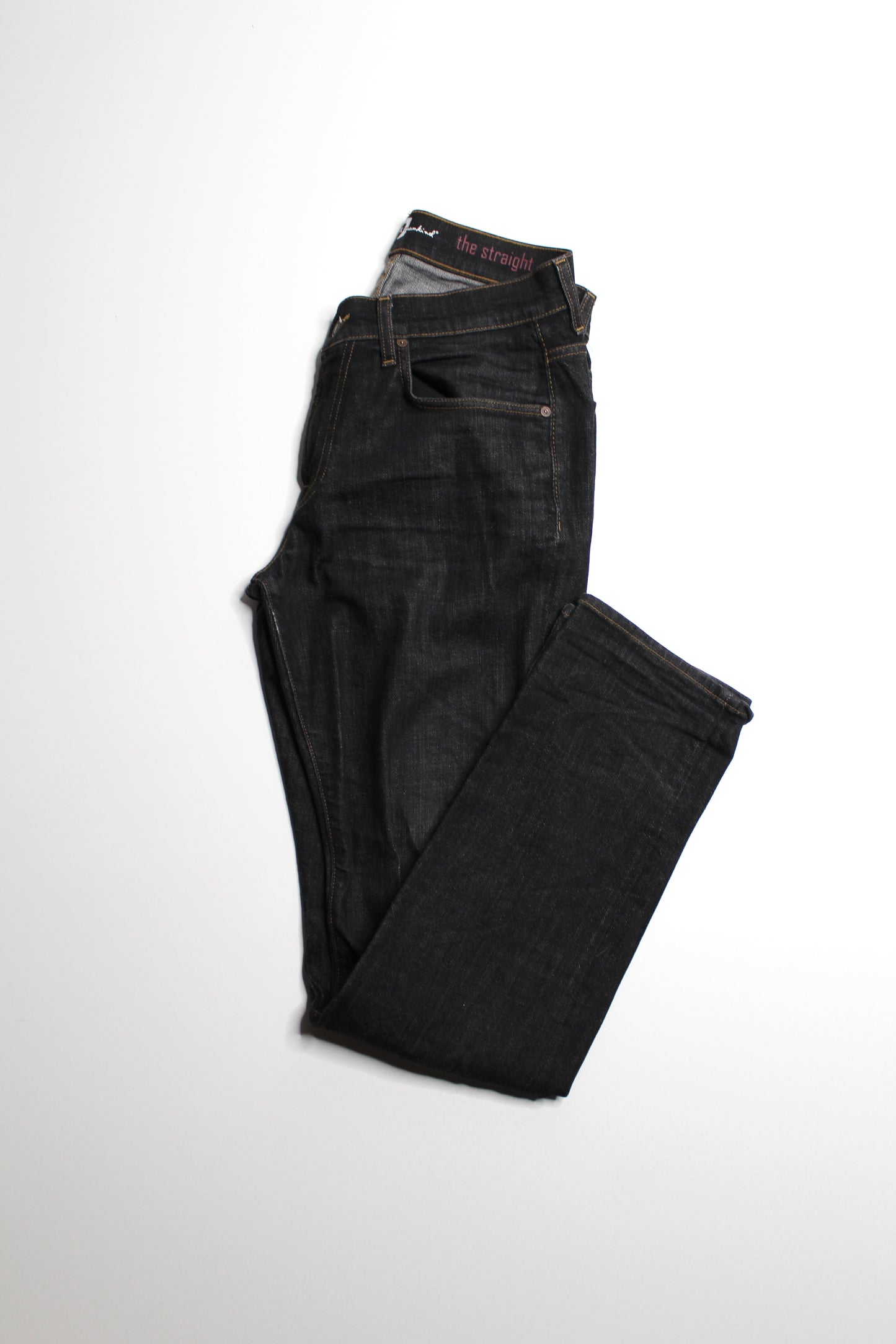 7 For All Mankind black straight leg jeans, size 32