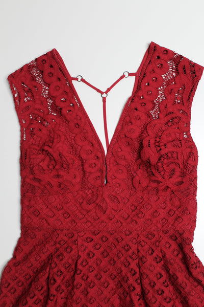 Free People ‘one million lovers’ deep red lace mini dress, size 4 (size small) price reduced: was $58)