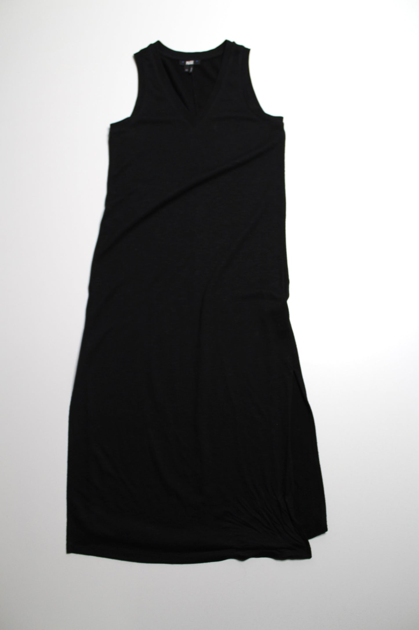 Paige black midi side slit tank dress, size xs (relaxed fit)