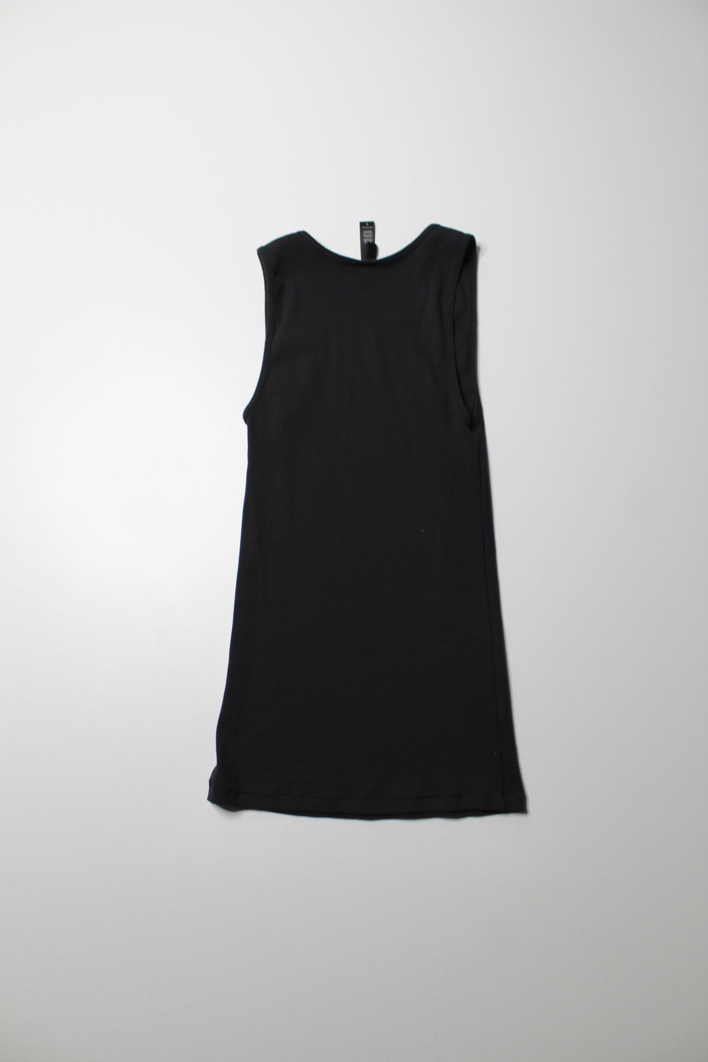 Skims black cotton ribbed long tank, size small