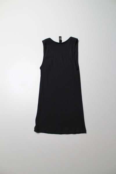 Skims black cotton ribbed long tank, size small