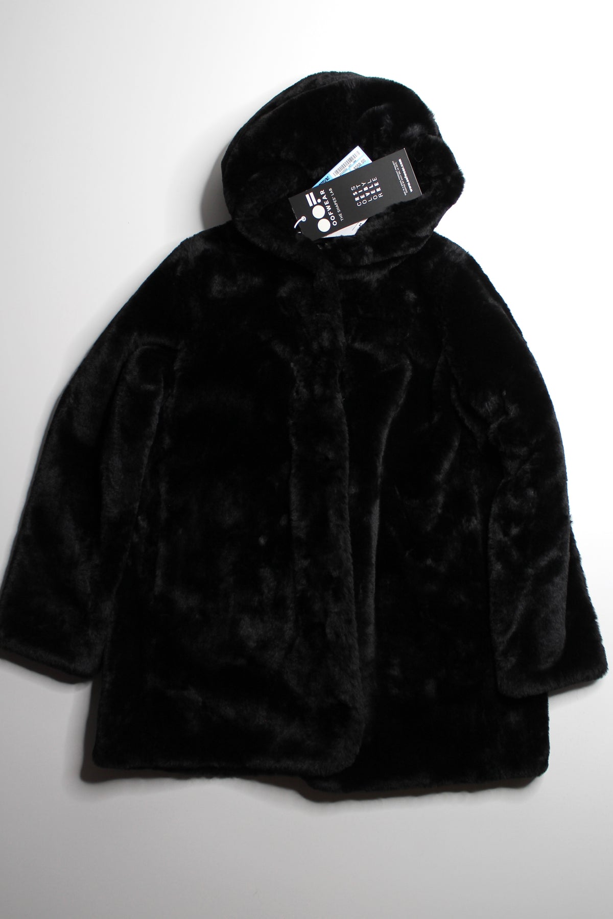Life Oofwear (Sporting Life) black reversible faux fur ‘Teddy’ coat, Euro size 44 (large) *new with tags