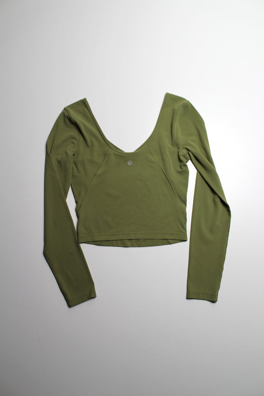 Lululemon bronze green ‘align’ v neck long sleeve, no size. Fits like 6