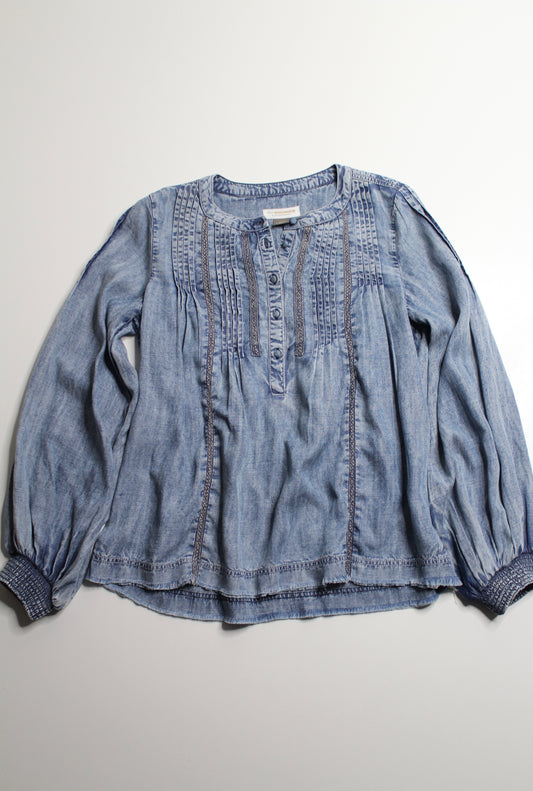 Anthropologie pilcro norah denim pintucked pullover blouse, size xs (loose fit) (additional 30% off)