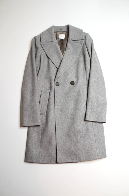 Club Monaco light grey wool coat with removable faux fur trim, size small (additional 70% off in cart)