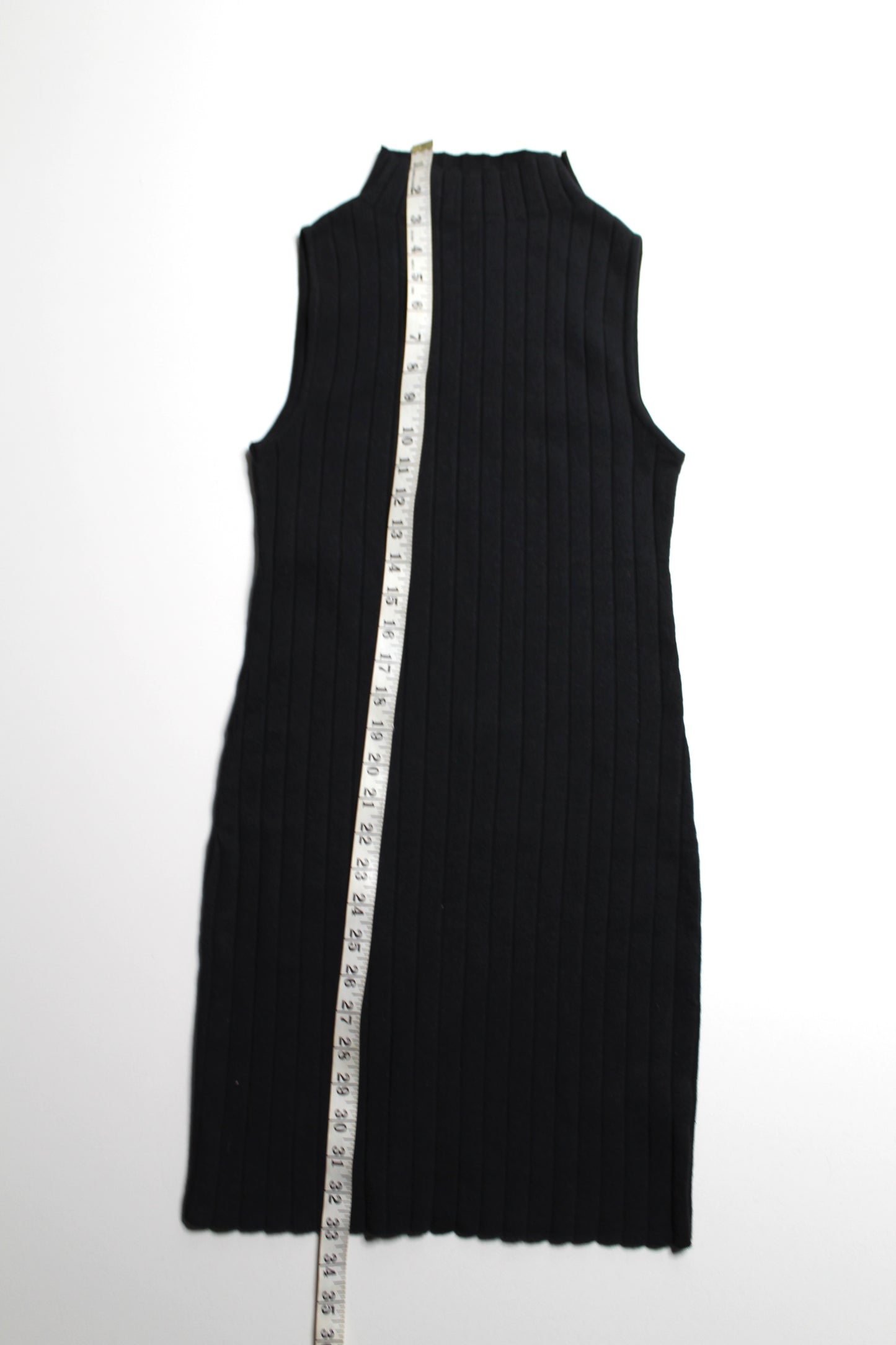 Organic Basics black soft knit ribbed mock neck mini sweater dress, size xsmall (additional 50% off at checkout)