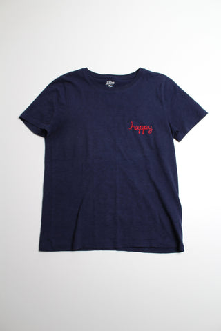J.CREW navy embroidered *happy crew neck t shirt, size small