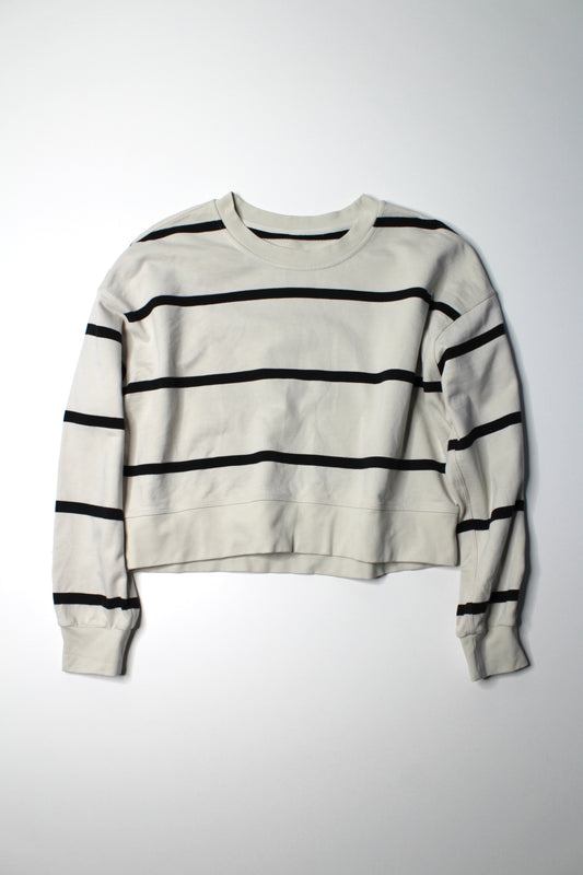 Lululemon bone striped ‘perfectly oversized  cropped crew’ sweater, no size. Fits like 8 (or size medium) (sale: was $58)