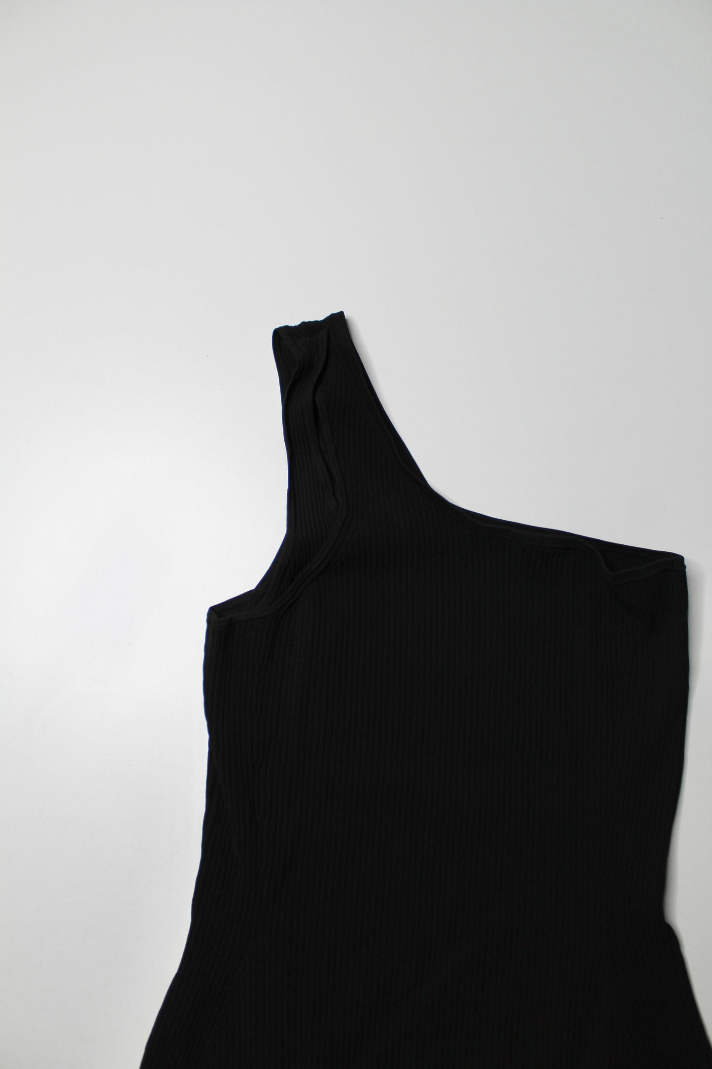 Lululemon black one shoulder ribbed dress, size medium (price reduced: was $68)