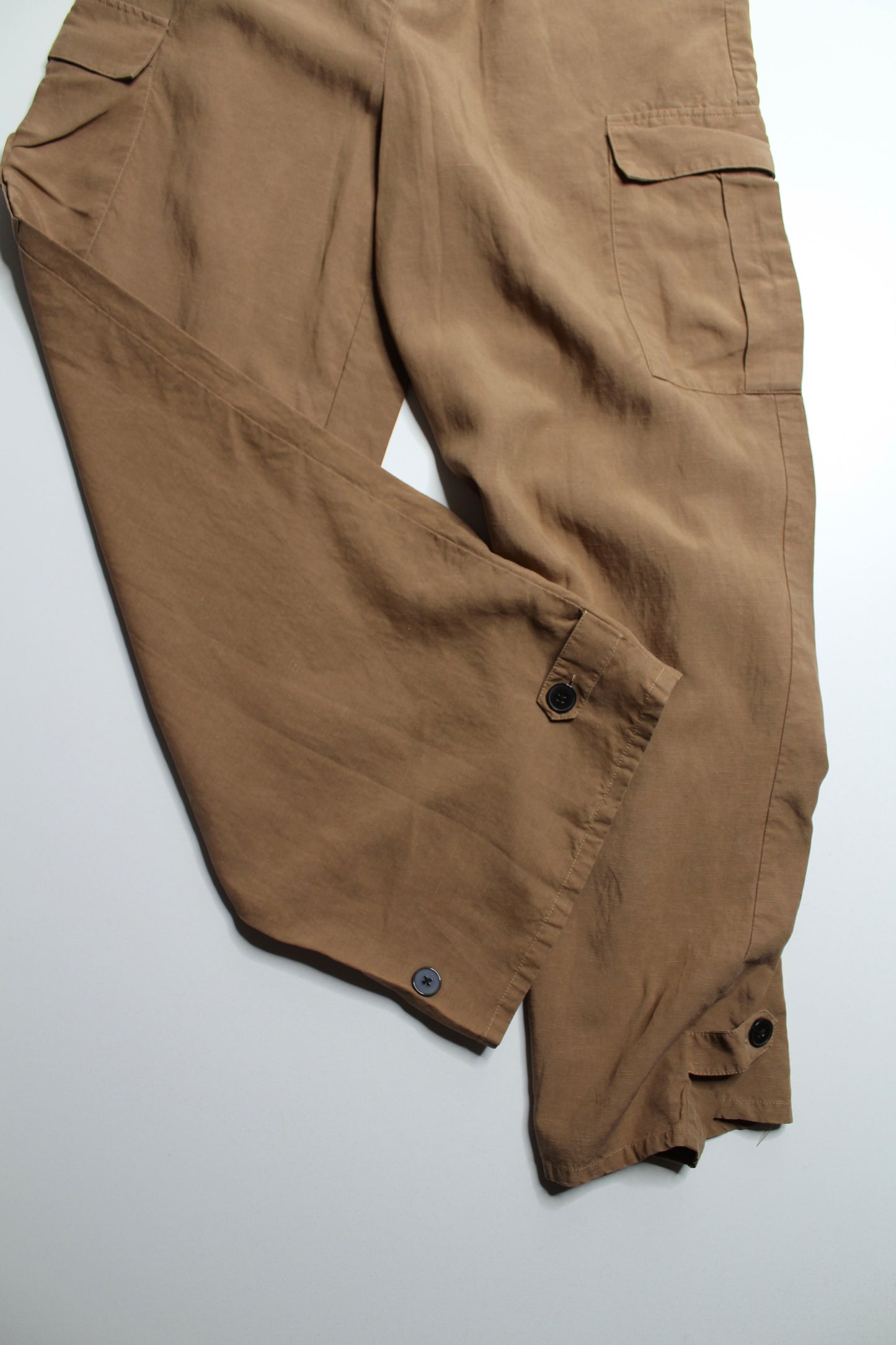 Frank And Oak brown wide leg tencel/linen pant, size 4