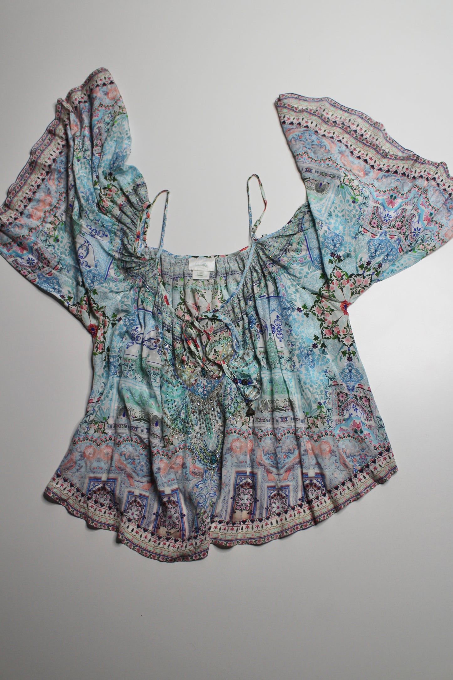 Camilla silk drop shoulder blouse, size xs (oversized) fits like one size (sale: was $225)