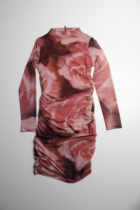 Anthropologie Maya Ruched Cowl-Neck Dress: Long-Sleeve Mesh Mini dress, size medium