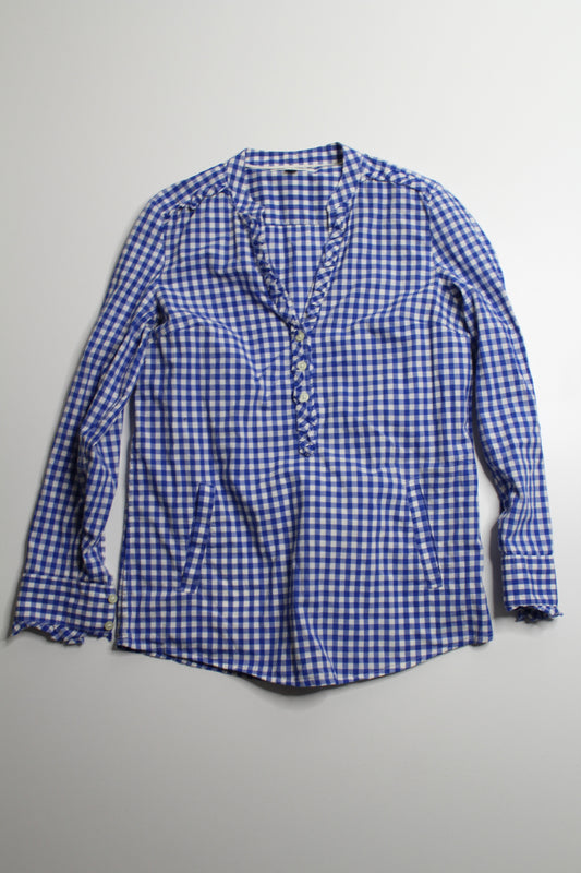 Banana Republic blue/white pullover checkered tunic blouse, size small