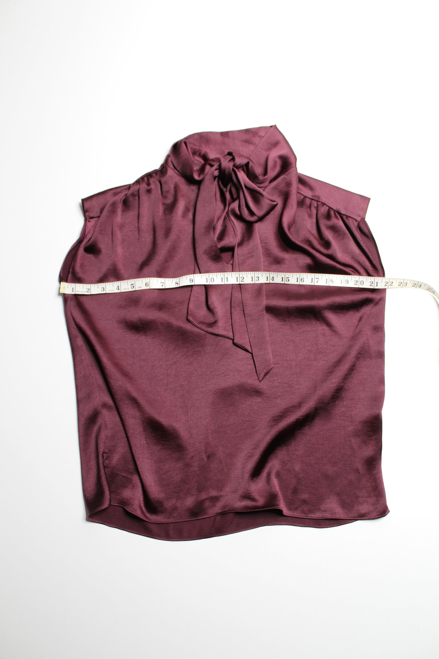 Kate Spade dark maroon bow sleeveless blouse, size small (loose fit)