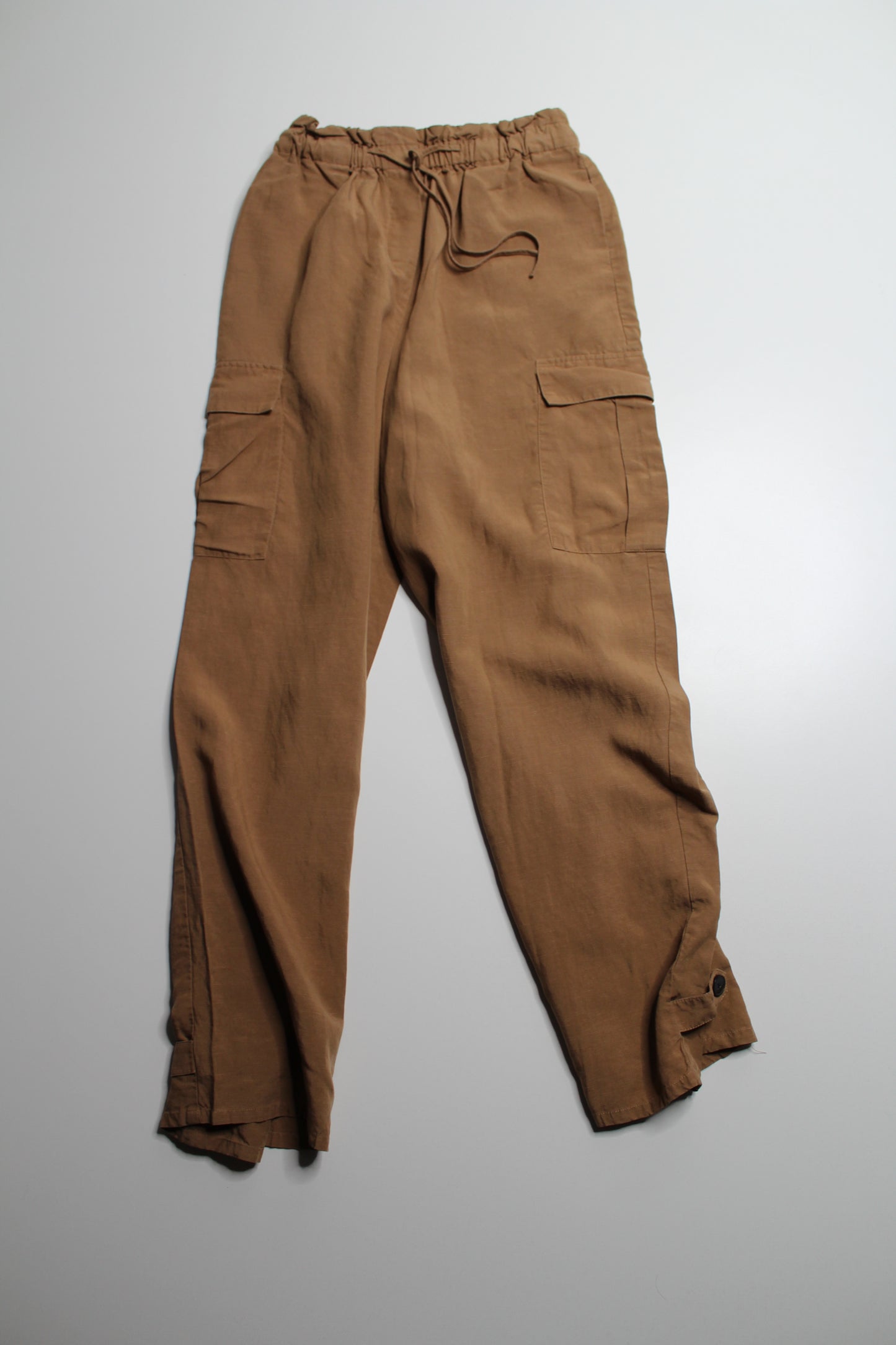Frank And Oak brown wide leg tencel/linen pant, size 4