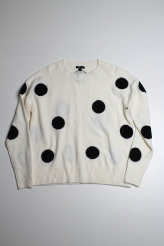 RW & CO. Cream/black polka dot knit sweater, size medium *new without tags