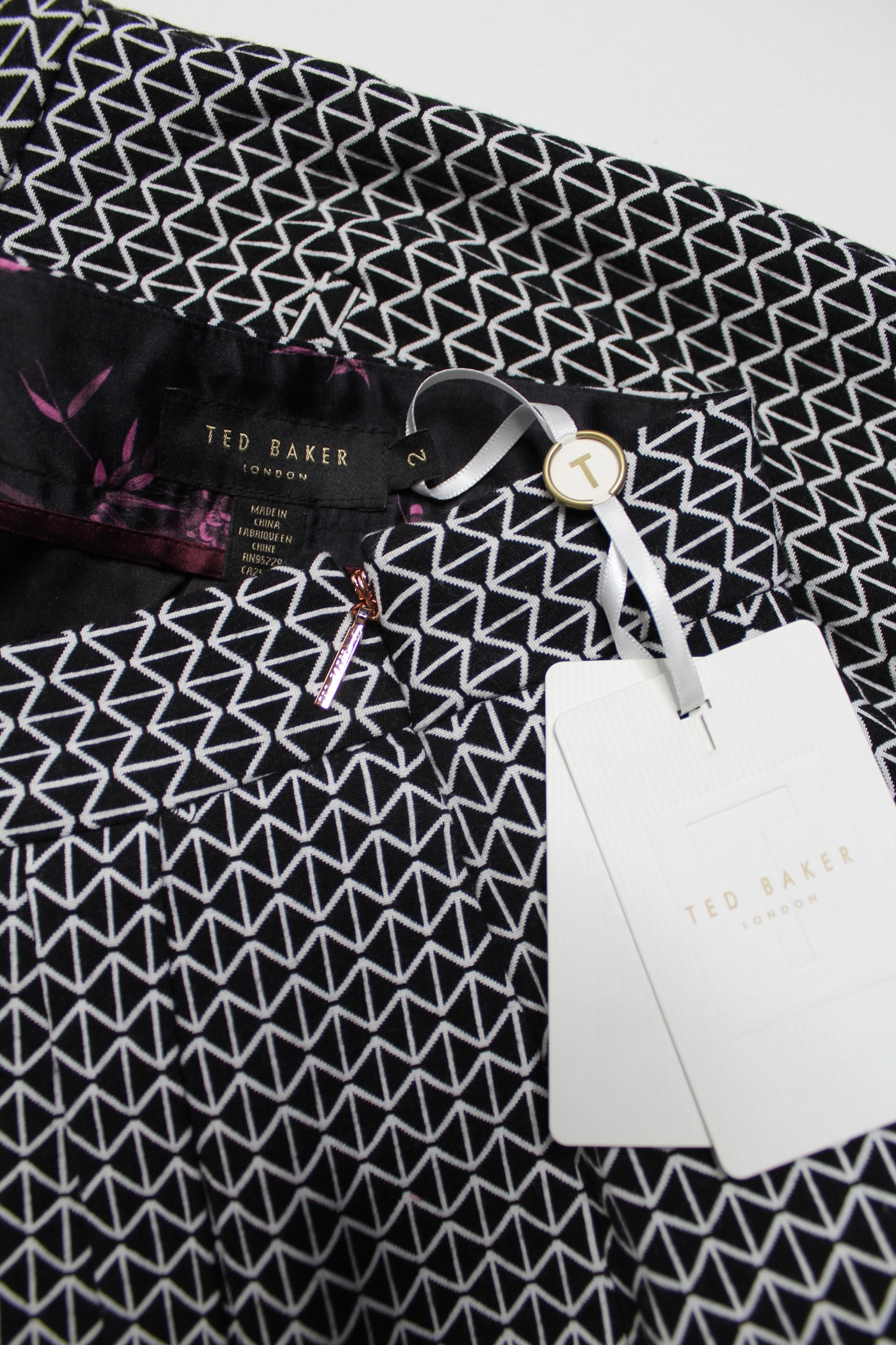 Ted Baker jacquard crop wide leg pants, size 2 *New with tags