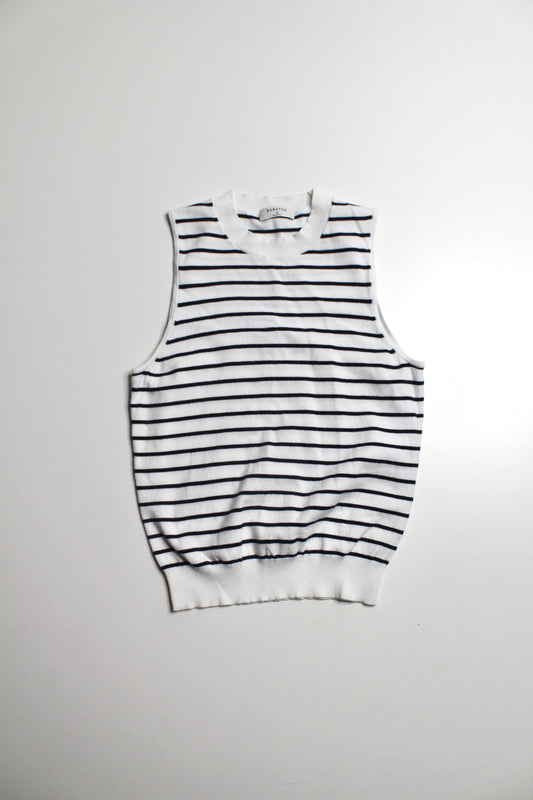 Aritzia Babaton white/navy stripe stretch tank, size xs