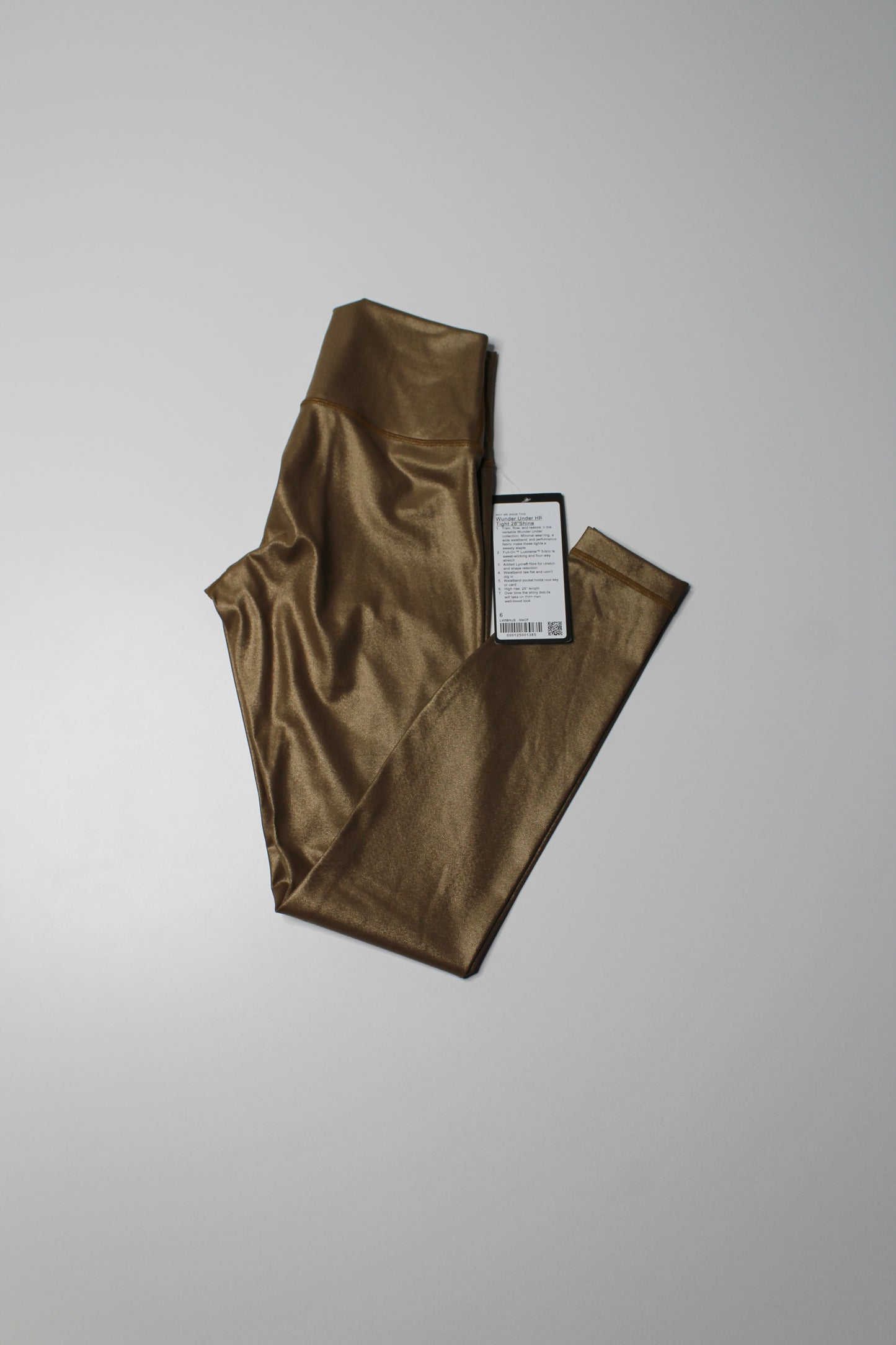 Lululemon matte copper foil ‘wunder under’ leggings, size 6 (28”) *new with tags (sale: 10% off)