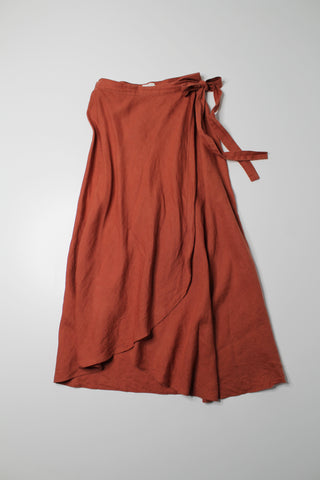 Aritzia Wilfred terracotta ‘Eleta’ linen wrap skirt, size small