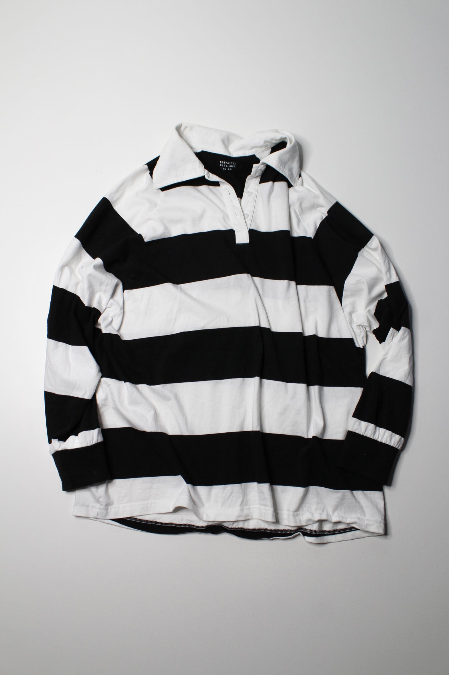 Brunette The Label striped rugby polo long sleeve, size s/m (oversized) fits like medium/large