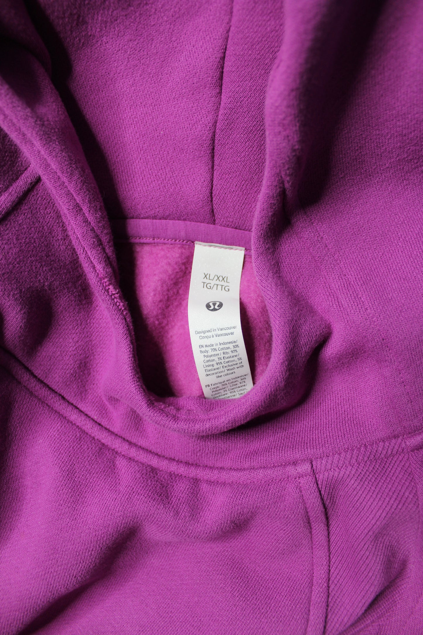 Lululemon vivid plum ‘scuba oversized side-slit’ hoodie, size xl/xxl (fits 10/12) (sale: was $58)