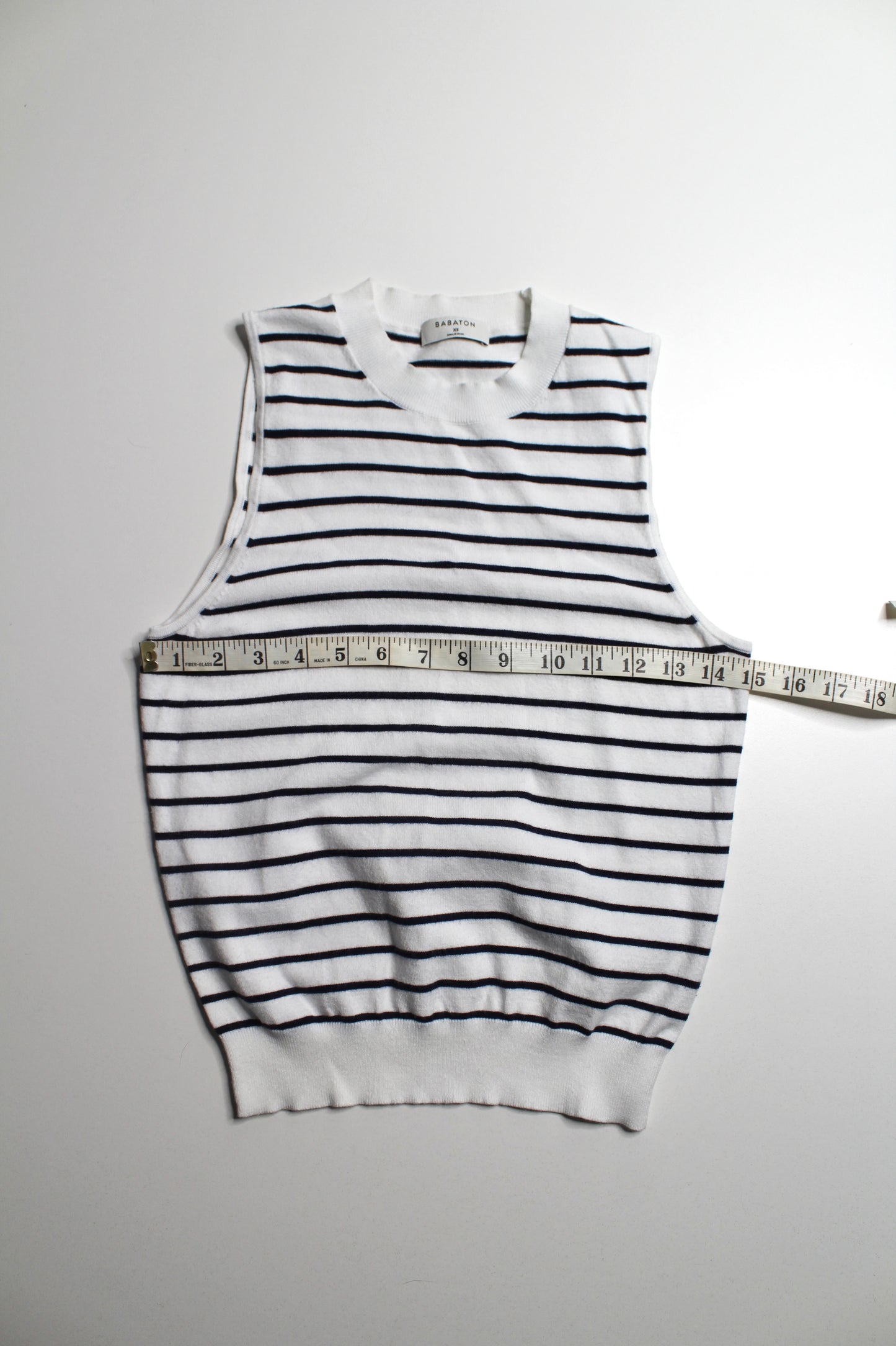 Aritzia Babaton white/navy stripe stretch tank, size xs