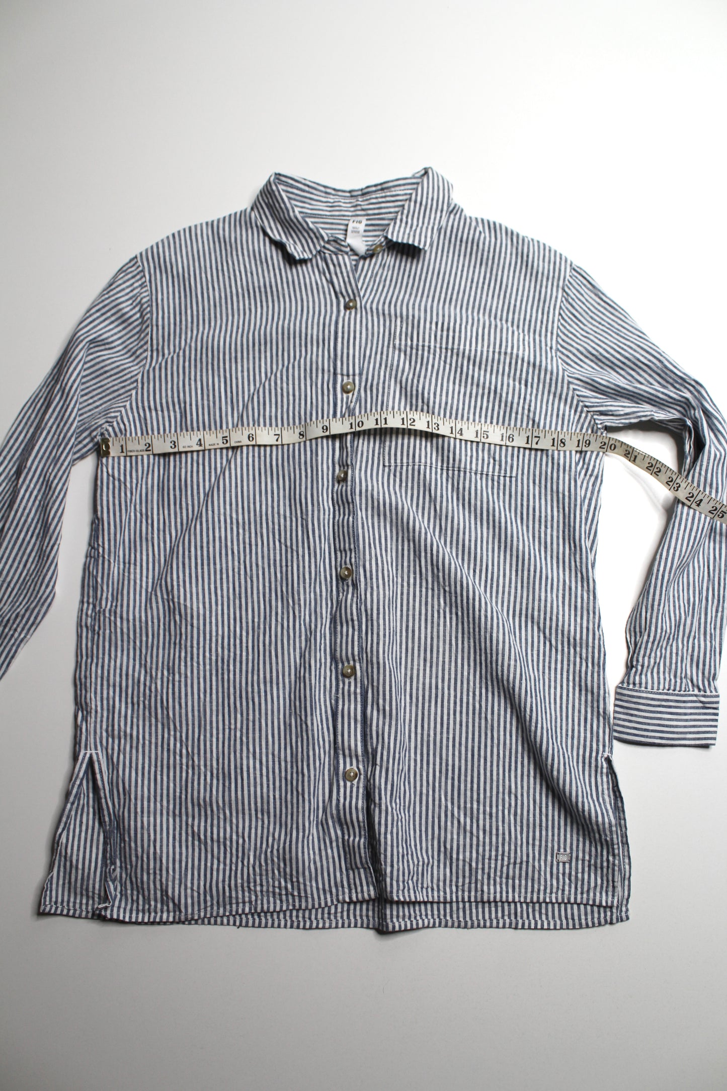 FIG striped linen ‘leidy’ button up long sleeve, size small