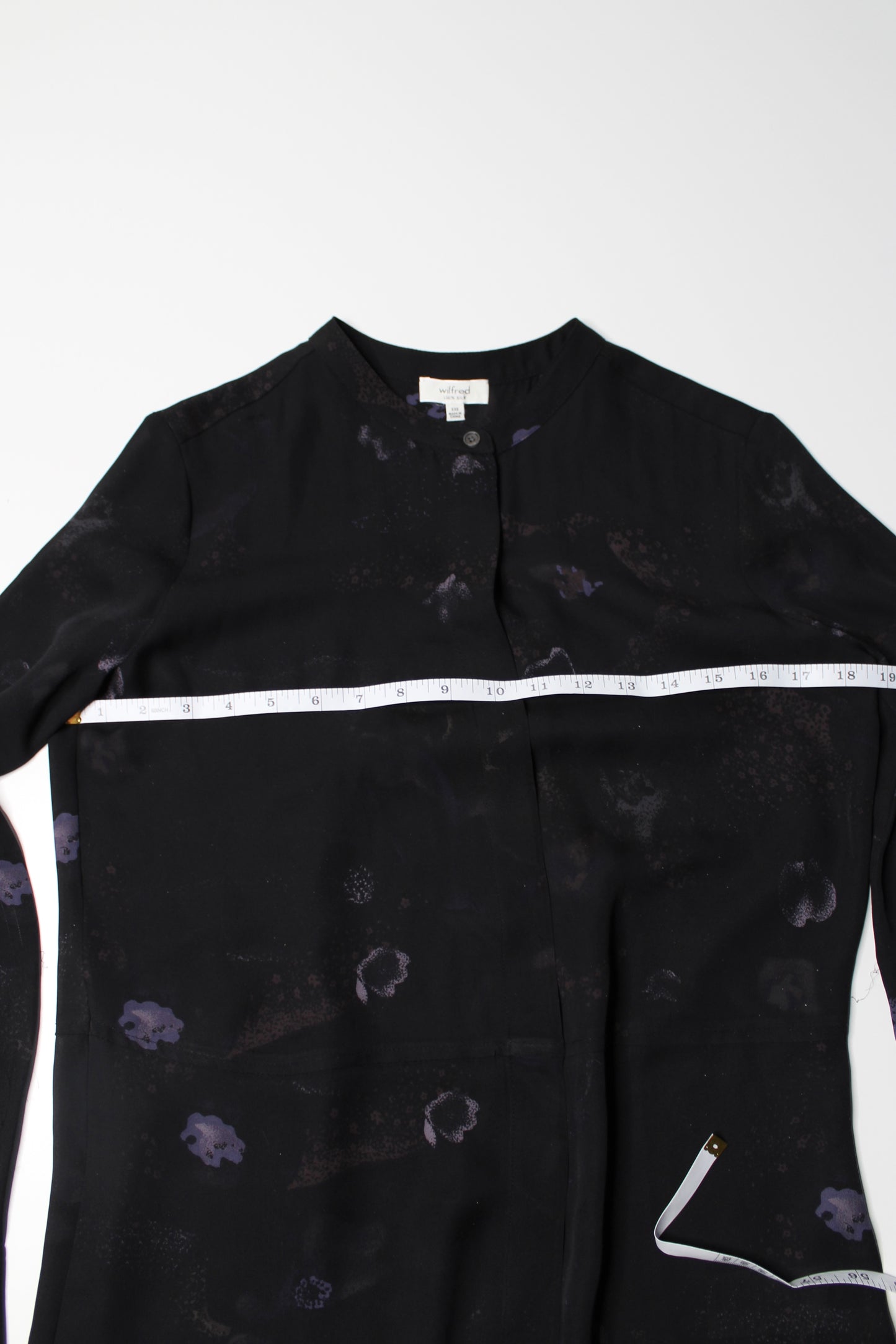 Aritzia Wilfred black floral silk shirt dress, size xxs (loose fit)