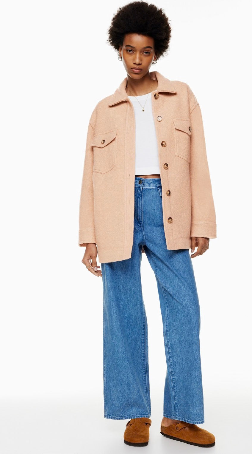 Aritzia Wilfred Free tan 'ganna' shirt jacket, size small (oversized fit)