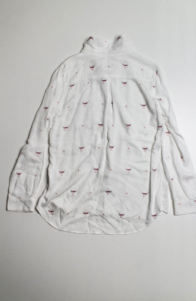 Rails white rosci print button up blouse, size large