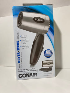Conair 124AC 1600 Watt Compact Travel Hair Dryer with Folding Handle *new