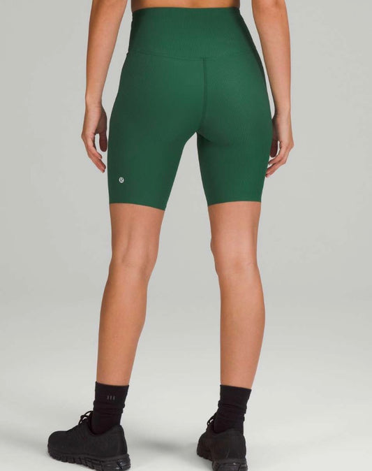 Lululemon everglade green base pace high-rise shorts, size 6 (8”) *ribbed nulux