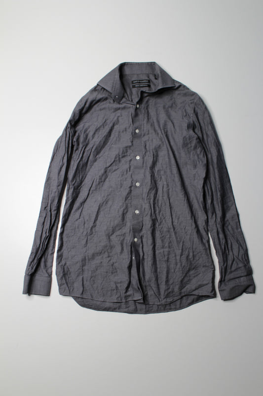 Mens Saks Fifth Avenue dark grey trim fit dress shirt, size 39 15.5 (size small/medium) (sale: was $30)