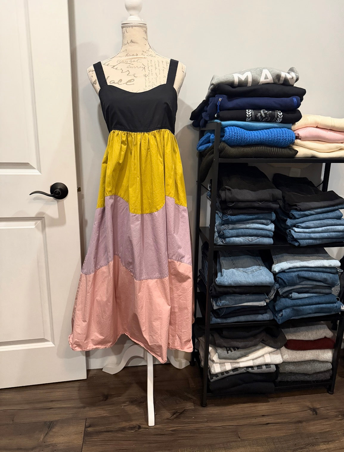 Kate Spade scallop color block sleeveless midi dress, size medium