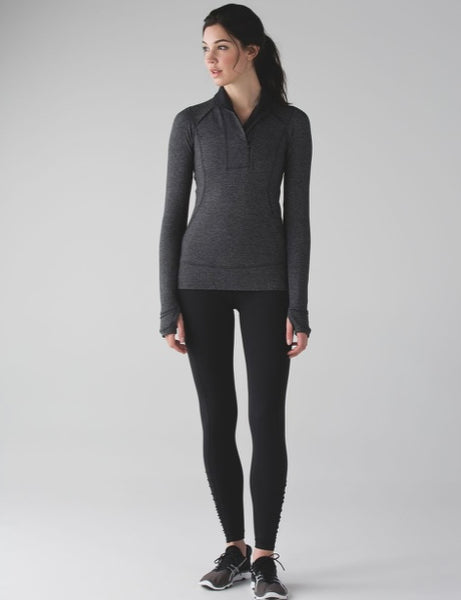 Lululemon grey herringbone think fast 1/4 zip pullover, size 10 (price reduced: was $48)