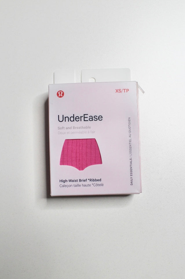 Lululemon sonic pink high rise under ease ribbed brief, size xsmall *new in box (fits xs/s)