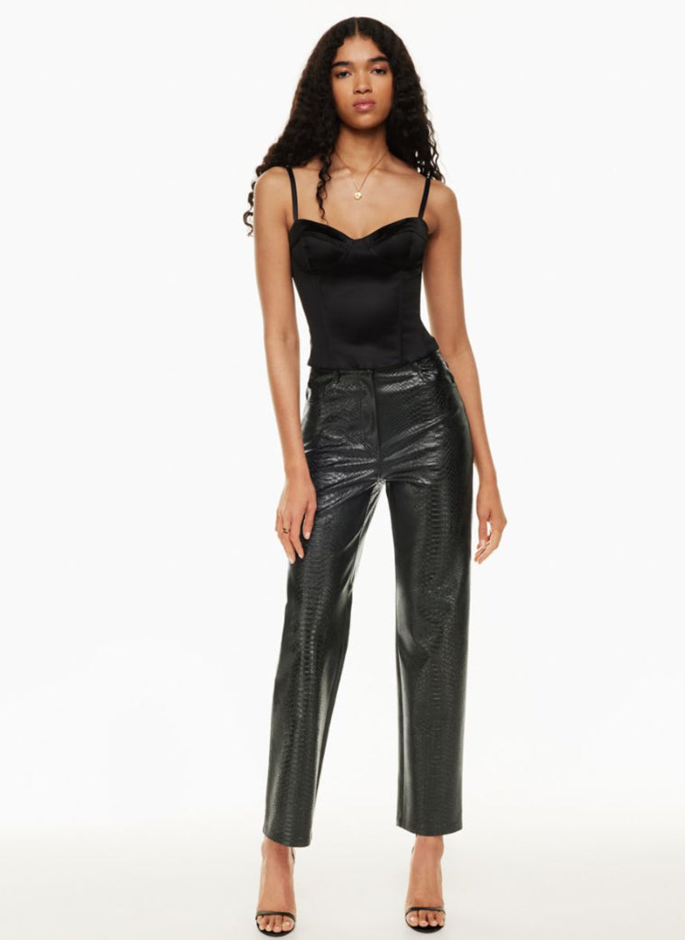 Aritzia Wilfred black ‘Melina’ faux leather straight leg cropped pant, size 2