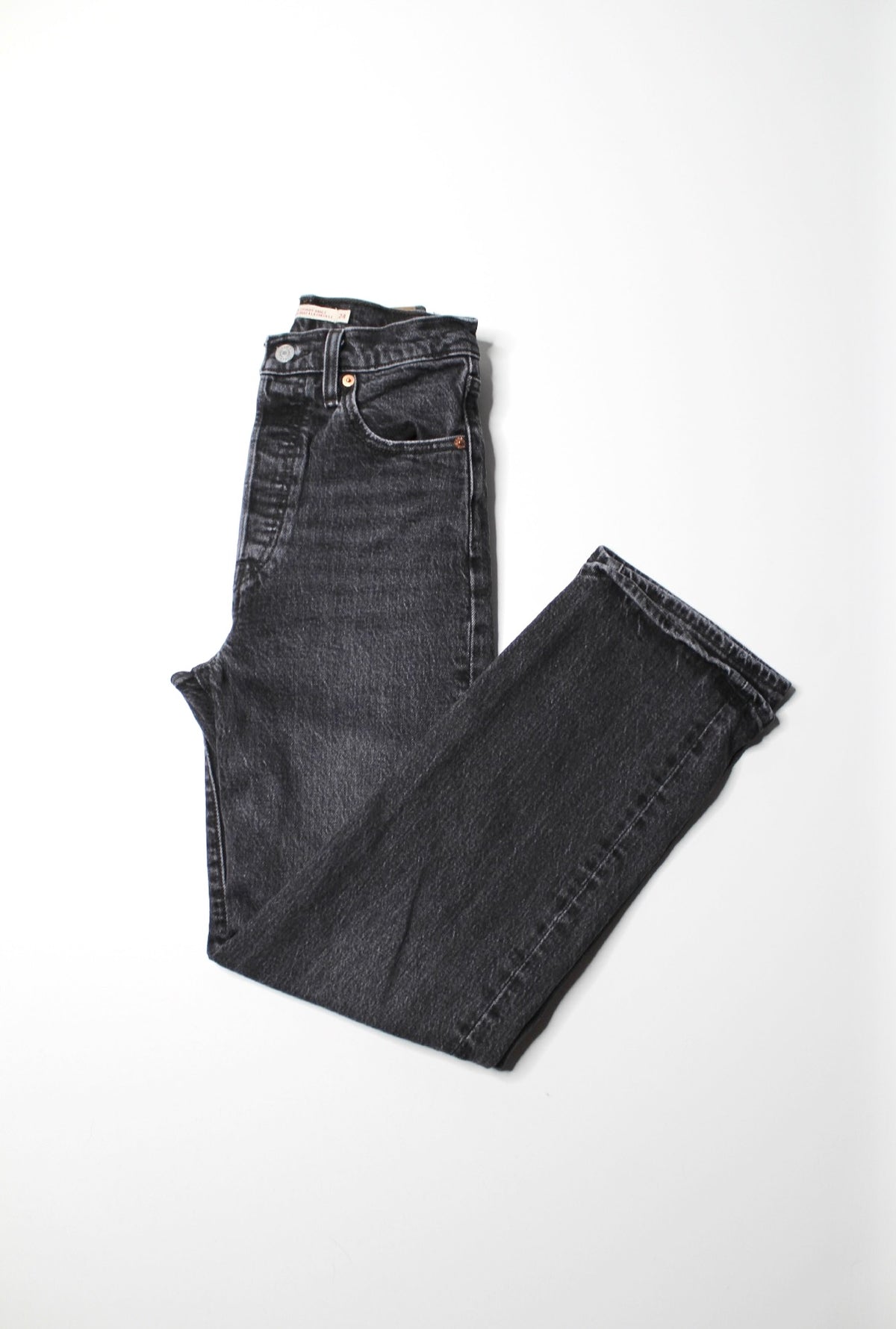 Levi's black wash (grey) ribcage straight ankle jeans, size 24