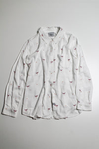 Rails white rosci print button up blouse, size large