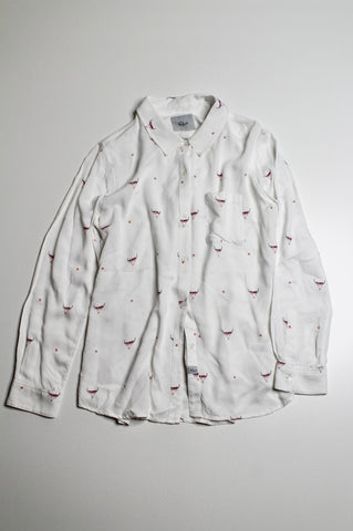 Rails white rosci print button up blouse, size large