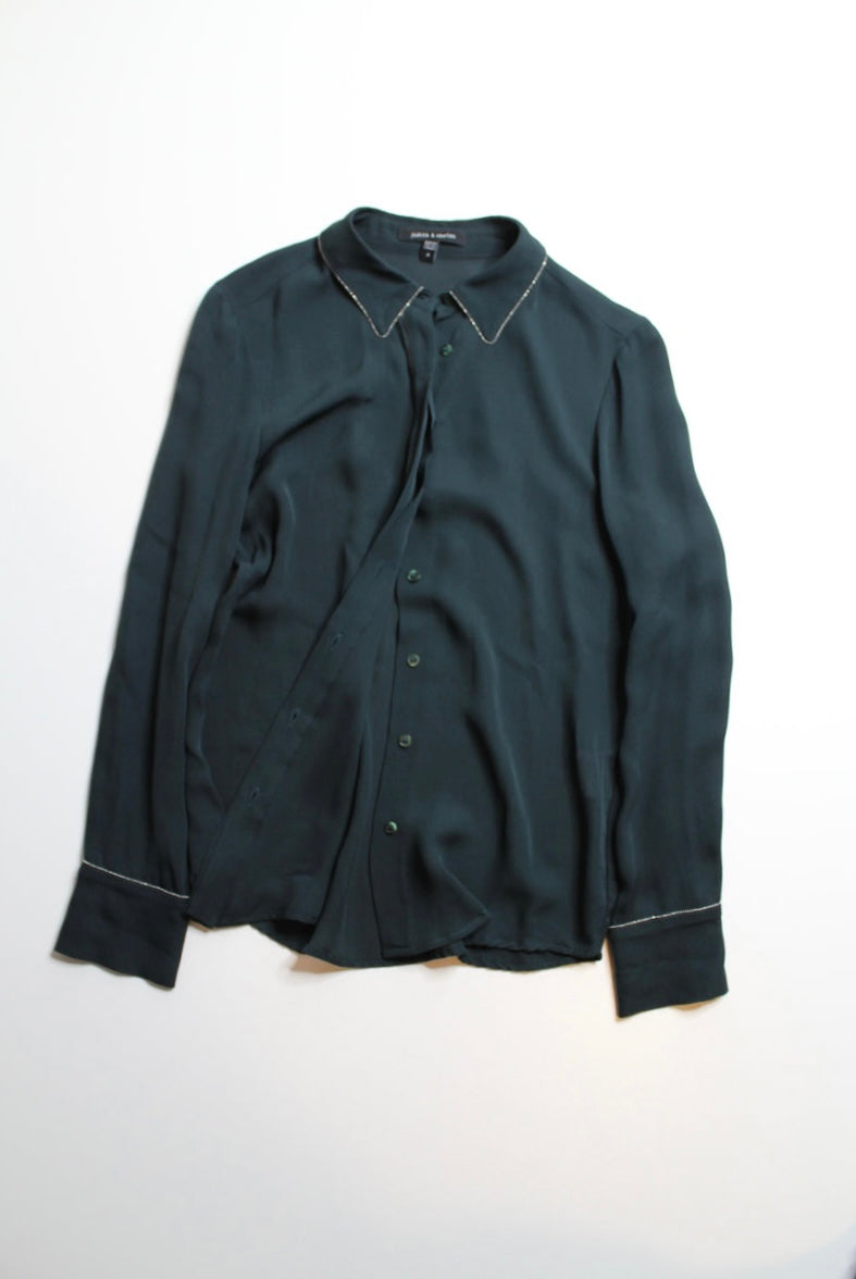 Judith Charles (Canadian label) dark green silk blouse, size 4 (price reduced: was $98) (additional 20% off)