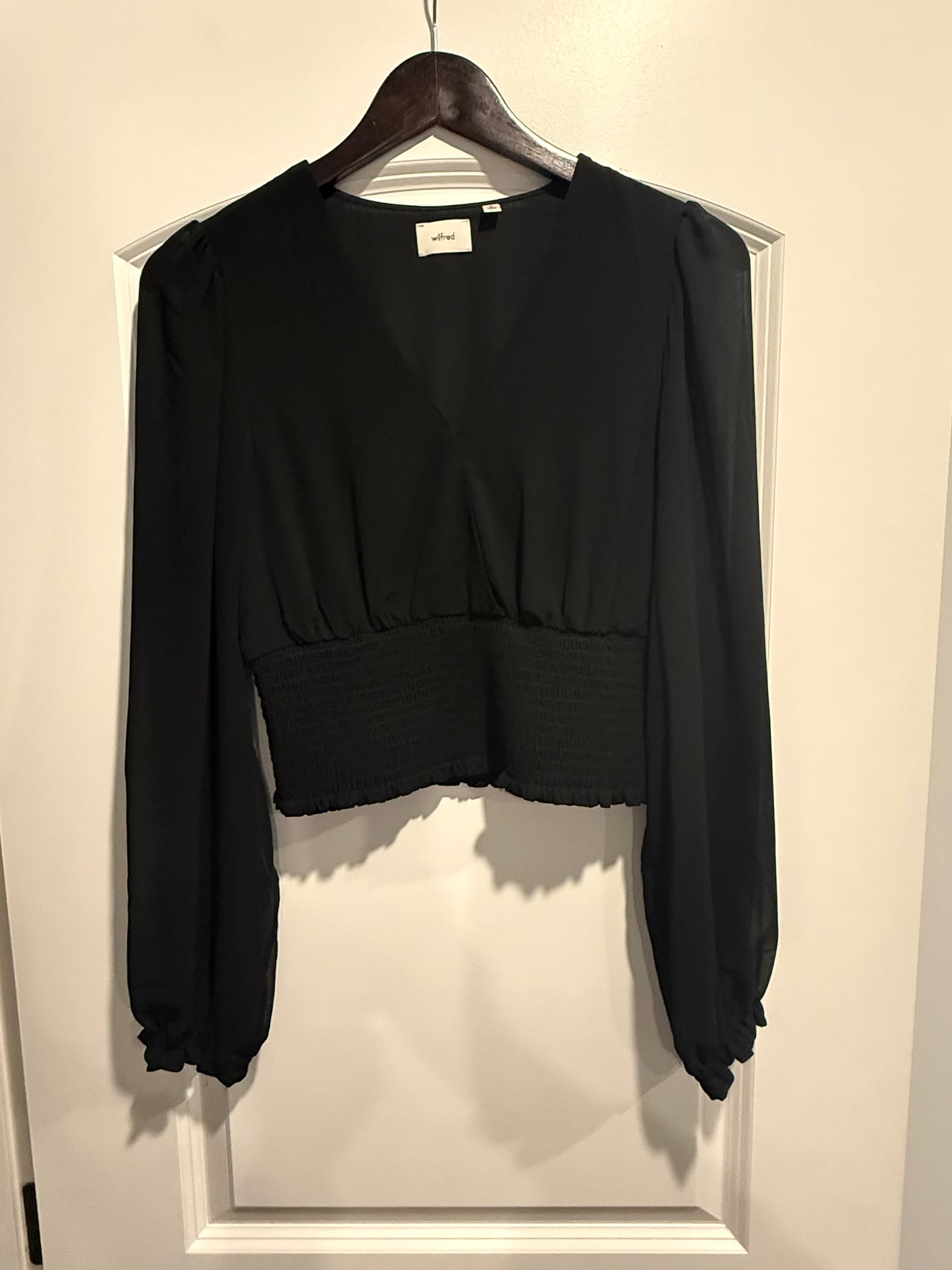 Aritzia Wilfred black ‘wistful’ blouse, size medium