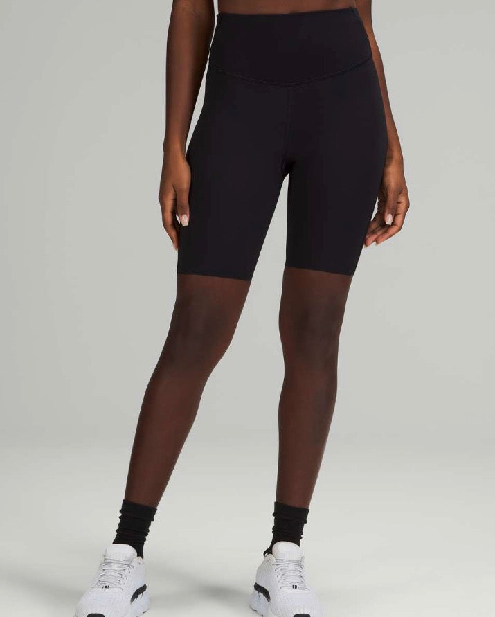 Lululemon black ‘base pace’ high rise shorts, size 8
