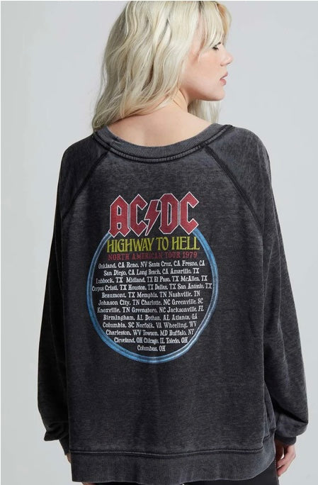 Recycled Karma grey wash AC/DC 1979 tour seeatshirt, size xs (oversized)