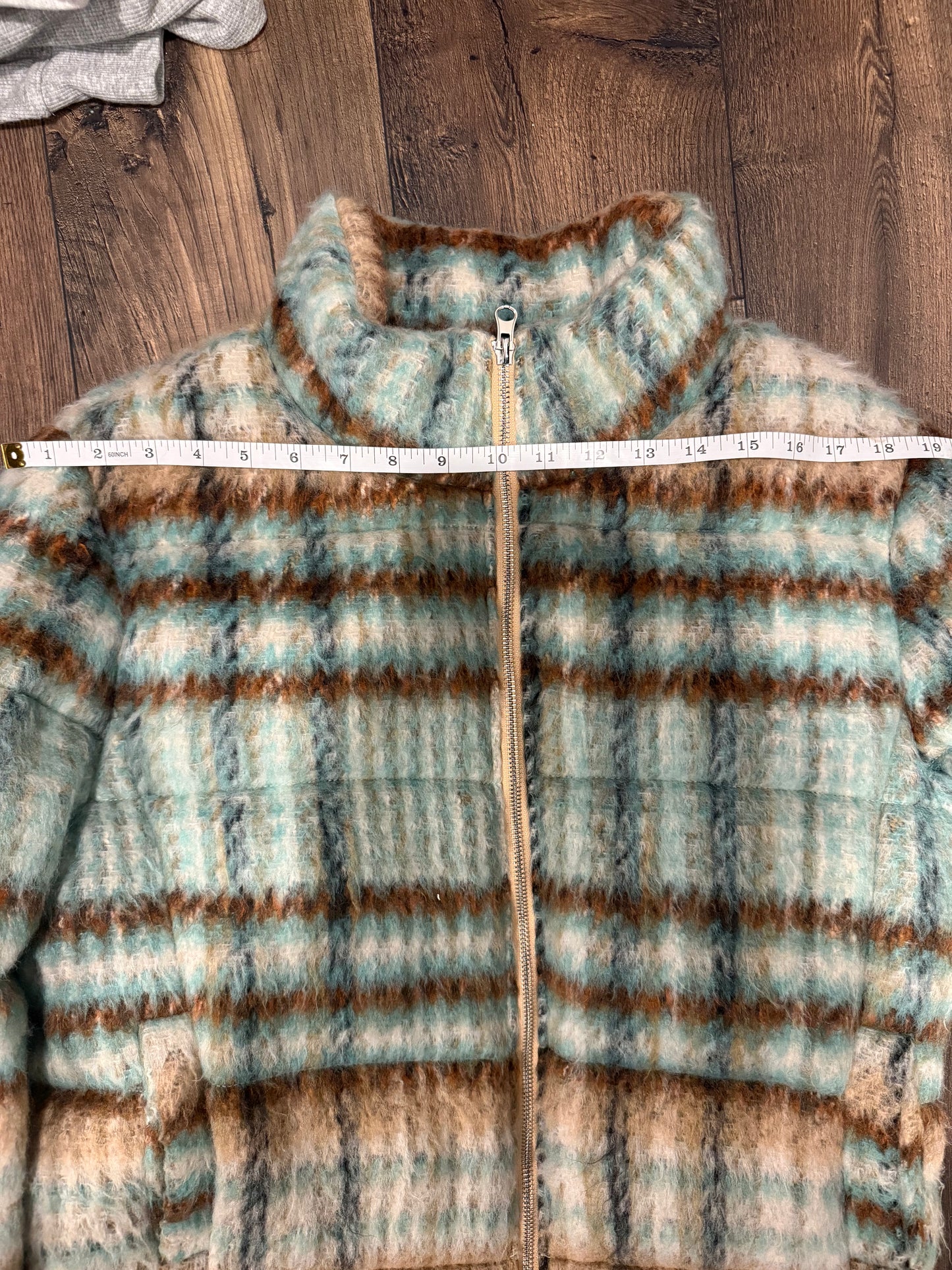 Anthropologie plaid brushed puffer bomber jacket, size large (fits medium/large) (sale: was $120)