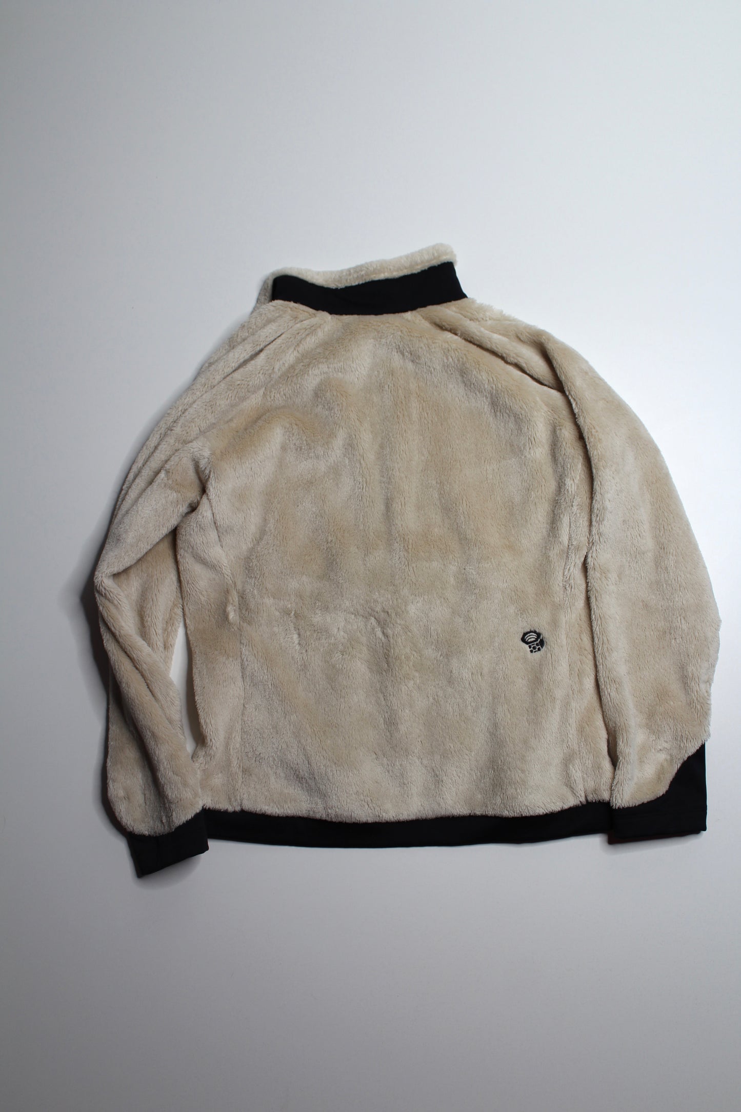 Mountain Hardware tan/black polartec high loft 1/2 zip fuzzy pullover, size small (unisex)