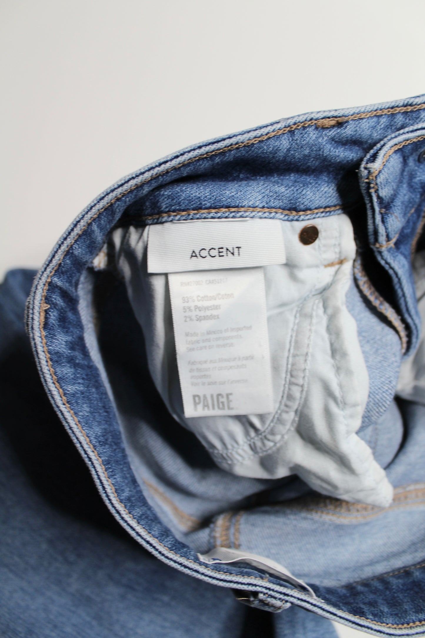 Paige ‘accent’ high-rise straight leg jeans, size 26